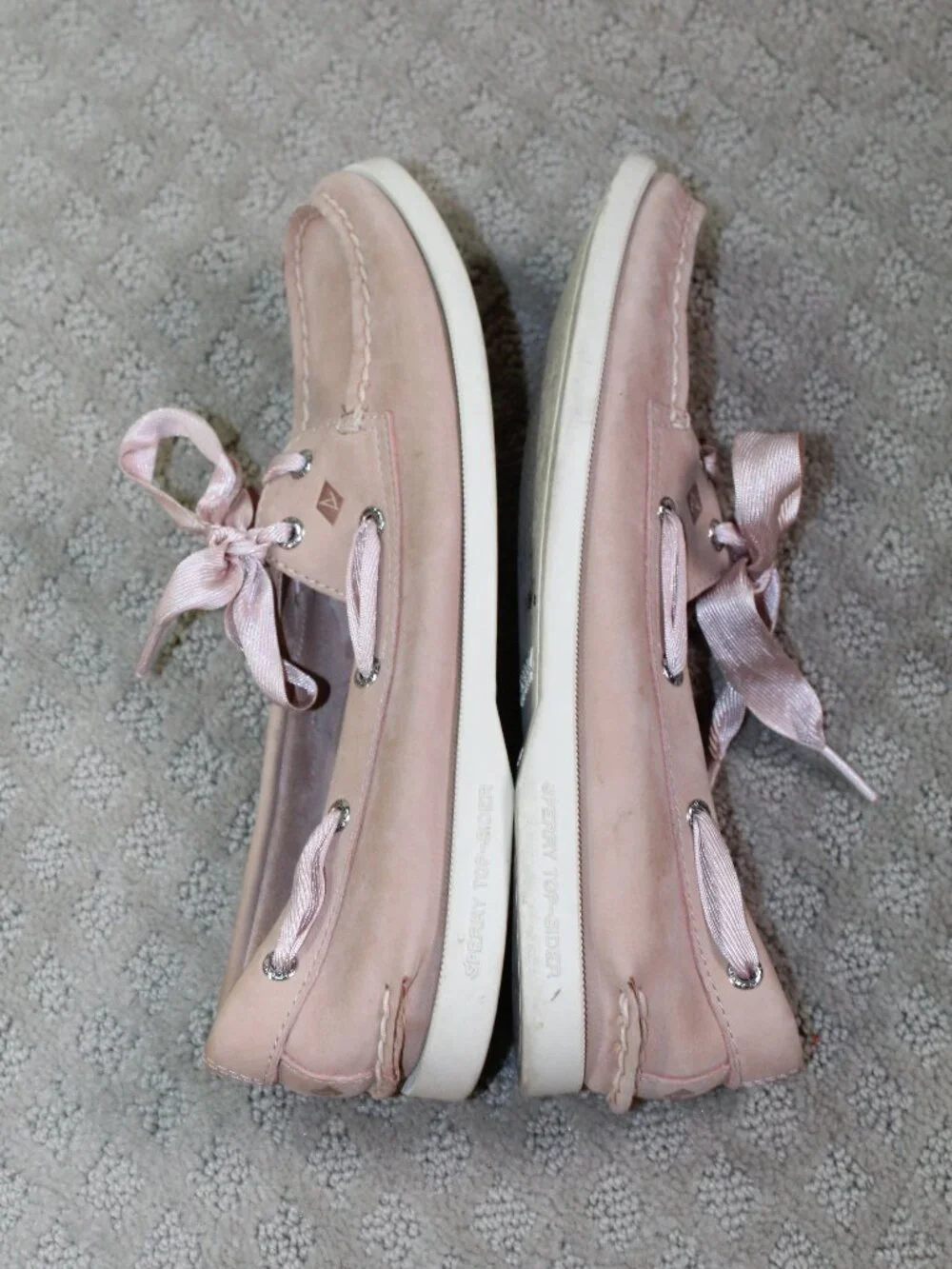 Sperry Size 8.5 Pink Leather Satin Ribbon Topsiders Loafers